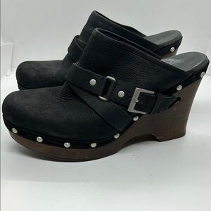 UGG Black Leather Mules with Silver Studs Size 9